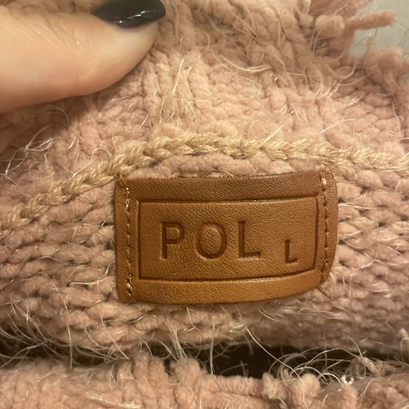 NWOT POL Large fuzzy pink distressed sweater - Picture 7 of 9